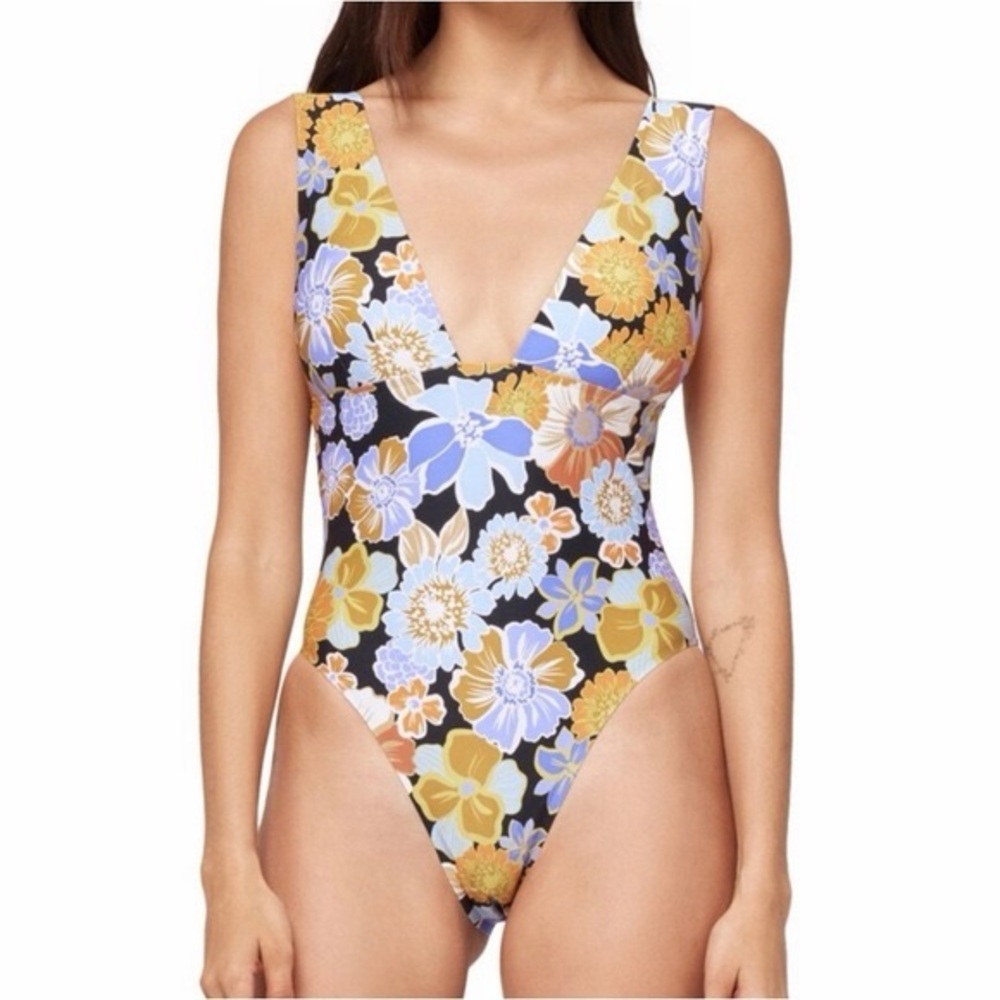 L*Space Floral One-Piece Swimsuit - Black, Blue, Yellow